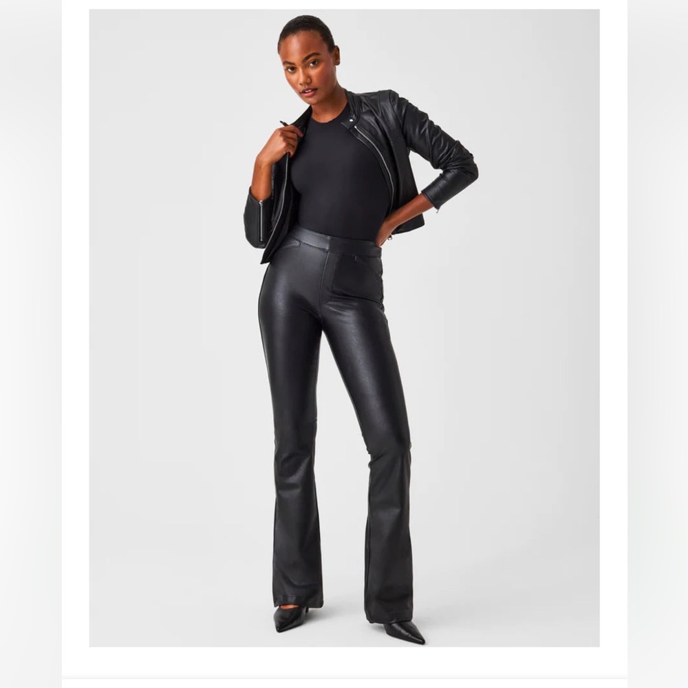 NWT Spanx Leather Like Flare Pants